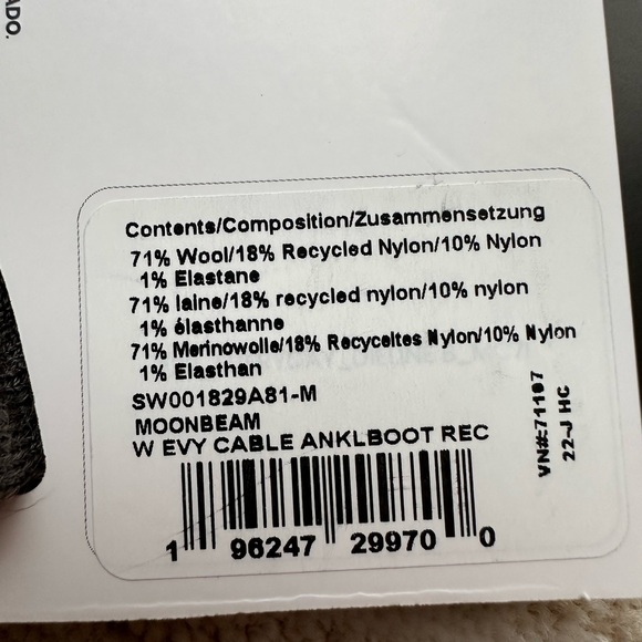 Smartwool Everyday Cable Ankle Socks Moonbeam Merino Wool Socks Medium (7-9.5) - Picture 4 of 5